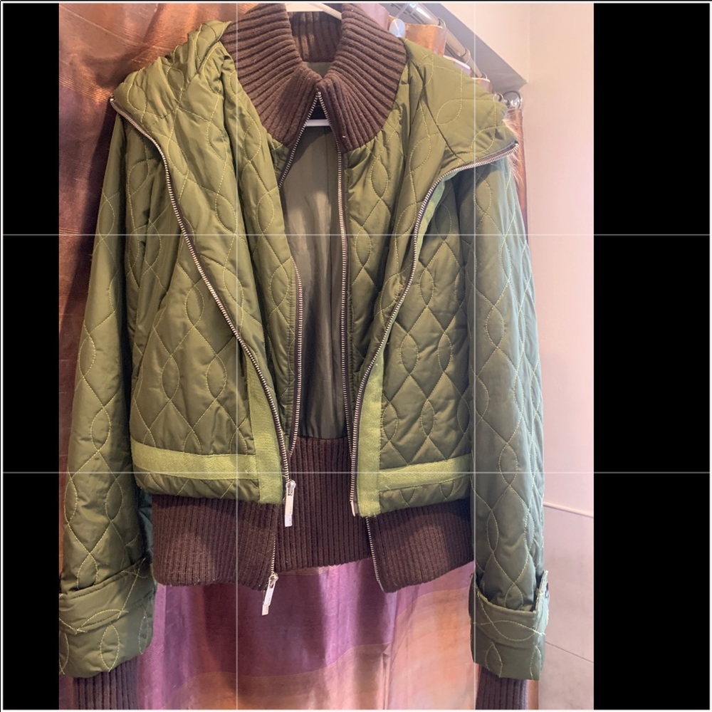 BCBG Women’s Green Jacket with Faux Fur Hood